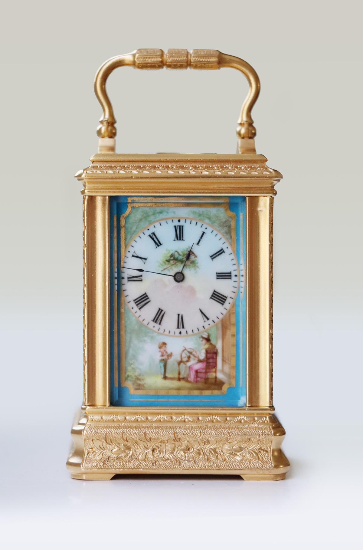 BT49/4 8 day miniature French Porcelain Pane Carriage Clock ...